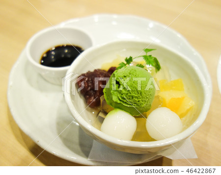 奶油anmitsu與綠茶冰淇淋 46422867