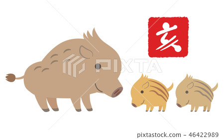 New year's card material of wild boar New year's card material of wild boar 46422989