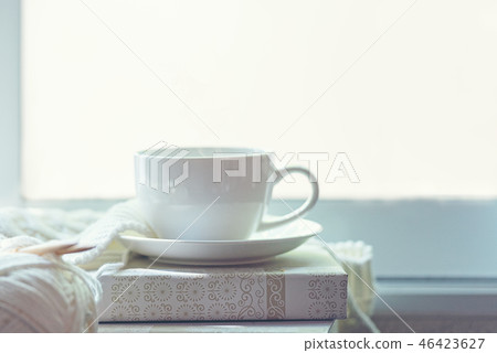 Coffee Cozy winter home with warm knitted  46423627