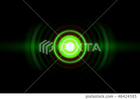 Abstract green ring with sound waves oscillating, Abstract green ring with sound waves oscillating, 46424385