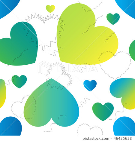 Cool Color Hearts vector trendy seamless pattern 46425638