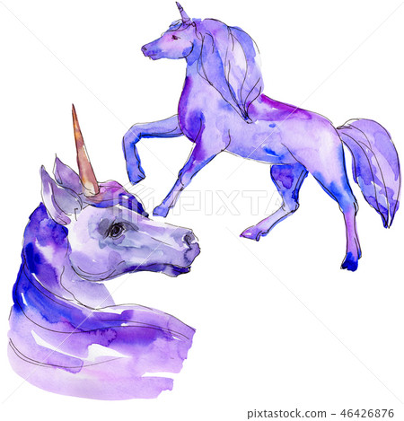 Cute unicorn horse. Watercolor background illustration set. Isolated unicorn illustration element. Cute unicorn horse. Watercolor background illustration set. Isolated unicorn illustration element. 46426876