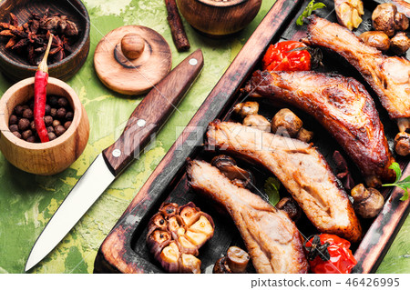 Roasted sliced barbecue pork ribs Roasted sliced barbecue pork ribs 46426995