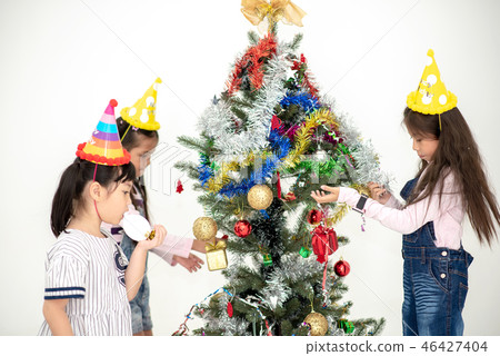 Little Girl Intend to Decorating Christmas Party Little Girl Intend to Decorating Christmas Party 46427404