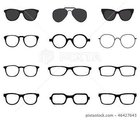 Black silhouettes of different eyeglasses  46427643