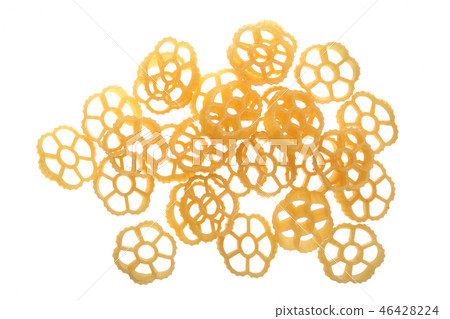 pasta in the form of a flower isolated on white background. Top view. Flat lay pasta in the form of a flower isolated on white background. Top view. Flat lay 46428224