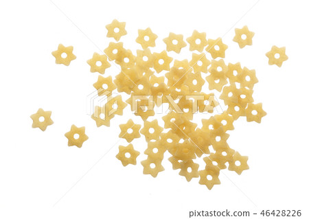 pasta star shape isolated on white background. Top view. Flat lay pasta star shape isolated on white background. Top view. Flat lay 46428226