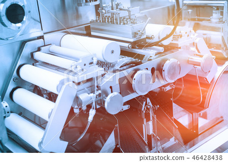metal machine with shafts. Blue tone. Blue tint metal machine with shafts. Blue tone. Blue tint 46428438