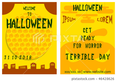 Set of flyers for halloween vector illustration. Templates of posters . Halloween party greeting 46428626