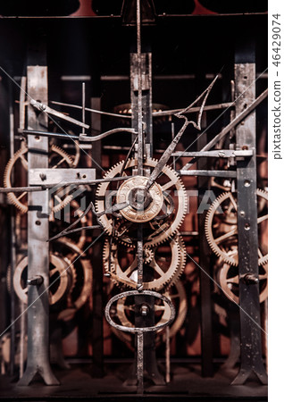 Old antique clock mechanisms parts 46429074