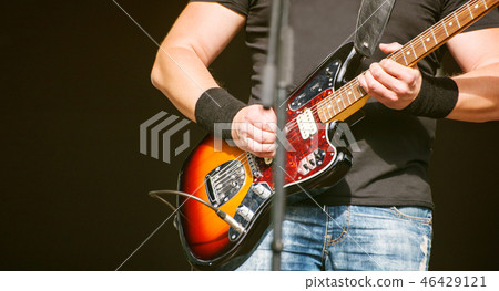 guitarist at a rock concert 46429121