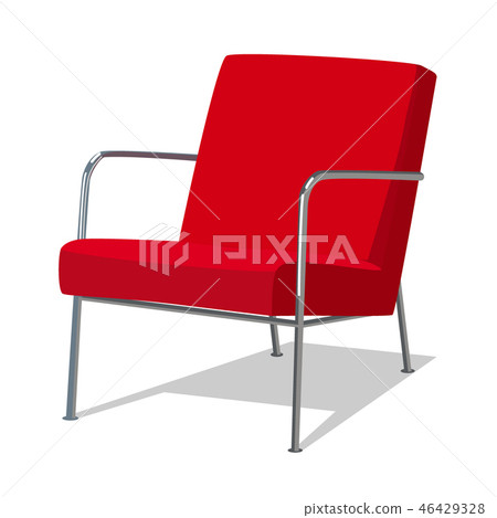 Modern red soft armchair with upholstery - interior design element isolated on white background. 46429328