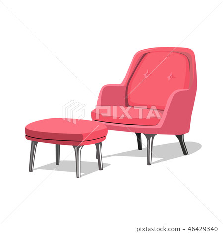 Modern red soft armchair with upholstery - interior design element isolated on white background. Modern red soft armchair with upholstery - interior design element isolated on white background. 46429340