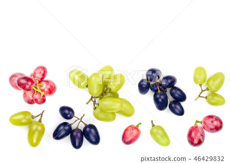 green pink and blue grapes with leaves isolated on the white background with copy space for your green pink and blue grapes with leaves isolated on the white background with copy space for your 46429832