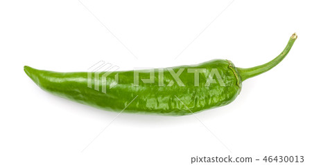 green hot chili peppers isolated on white background. Top view. Flat lay pattern green hot chili peppers isolated on white background. Top view. Flat lay pattern 46430013