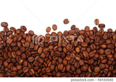 Coffee beans isolated on white background with copy space for your text. top view Coffee beans isolated on white background with copy space for your text. top view 46430080
