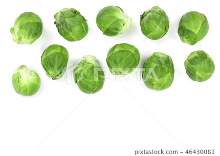 Brussels sprouts isolated on white background with copy space for your text. Top view. Flat lay 46430081