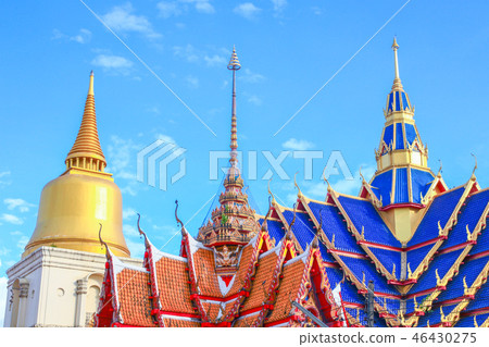 temple roof blue in bangkok, ancient beautiful  46430275