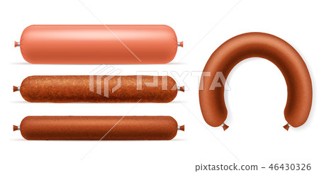Realistic 3d Detailed Different Type Sausages Set. Vector Realistic 3d Detailed Different Type Sausages Set. Vector 46430326