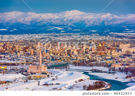 Asahikawa, Hokkaido, Japan Winter Skyline Asahikawa, Hokkaido, Japan Winter Skyline 46432853