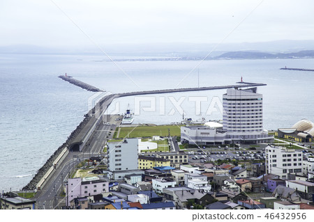 Wakkanai harbor north breakwater dome summer view 46432956