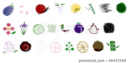 水彩風格日式圖像材料分類 46433599