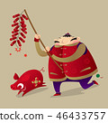 A Chinese fat man playing firecrackers 46433757