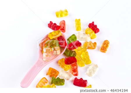 Bear color jelly, plastic spoon 46434194