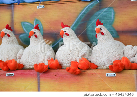 Soft toys for children on the counter of the store 46434346