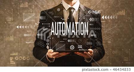 Automation with businessman holding a tablet computer  46434833