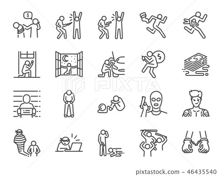 Criminal line icon set. 46435540