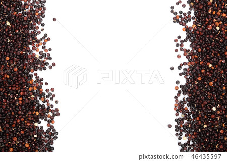 Black quinoa seeds isolated on white background with copy space for your text. Top view Black quinoa seeds isolated on white background with copy space for your text. Top view 46435597