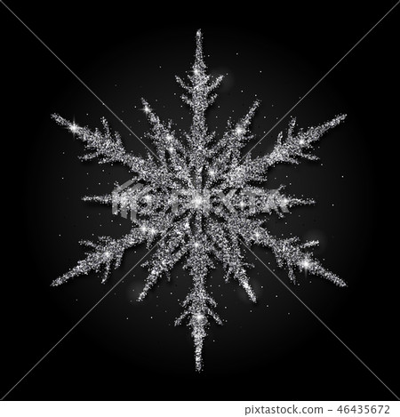 Silver glitter snowflake on black background 46435672
