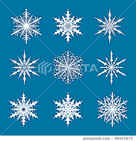 Vector illustration with set of snowflakes on blue Vector illustration with set of snowflakes on blue 46435675