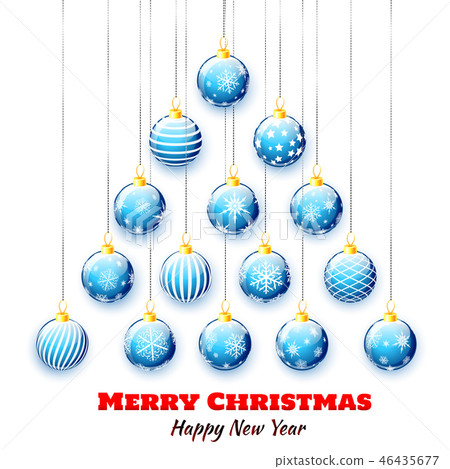 Christmas tree from blue Christmas balls Christmas tree from blue Christmas balls 46435677