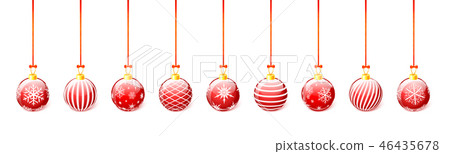 Red Christmas balls set isolated on white Red Christmas balls set isolated on white 46435678