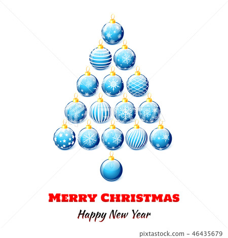 Christmas tree from blue Christmas balls Christmas tree from blue Christmas balls 46435679