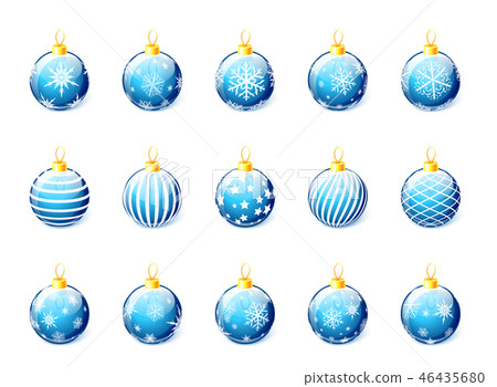 Set of blue Christmas balls isolated on white Set of blue Christmas balls isolated on white 46435680