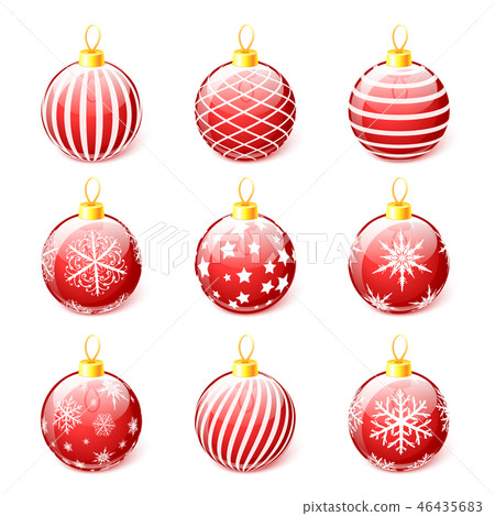 Set of red Christmas balls isolated on white Set of red Christmas balls isolated on white 46435683