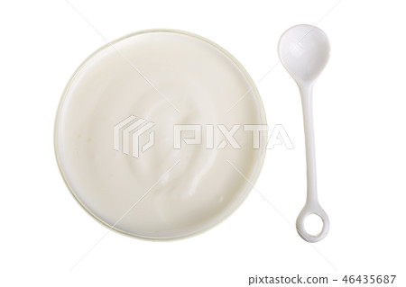 Bowl of yogurt isolated on white background top view Bowl of yogurt isolated on white background top view 46435687
