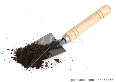 garden tools in soil isolated on white background garden tools in soil isolated on white background 46435766