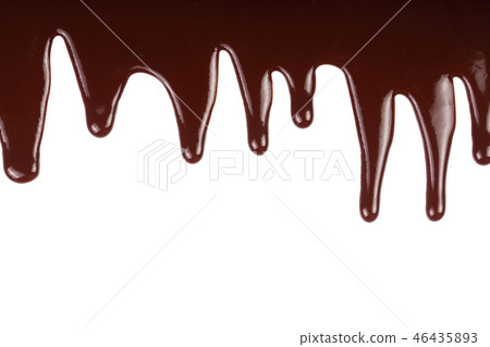 Melted chocolate dripping isolated on white background 46435893