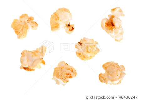 Popcorn isolated on white background. Top view Popcorn isolated on white background. Top view 46436247