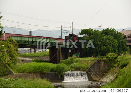 Spring fresh green Sagano train truck Kameoka station Spring fresh green Sagano train truck Kameoka station 46436327