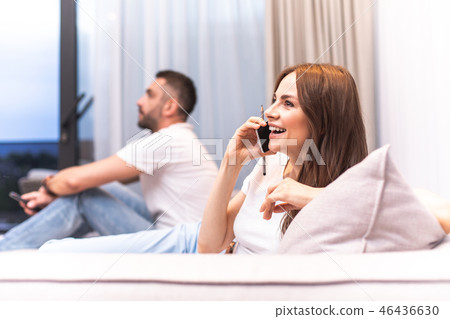 Focus on cheerful lady doing her business Focus on cheerful lady doing her business 46436630