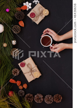 Christmas background Christmas tree new year gifts decor decoration holiday winter hands Christmas background Christmas tree new year gifts decor decoration holiday winter hands 46436638