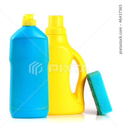 dishwashing detergent with sponge isolated on white background dishwashing detergent with sponge isolated on white background 46437365