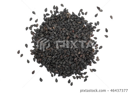 Black sesame seeds isolated on white background top view 46437377