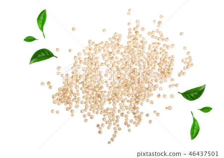 white quinoa seeds isolated on white background. Top view white quinoa seeds isolated on white background. Top view 46437501