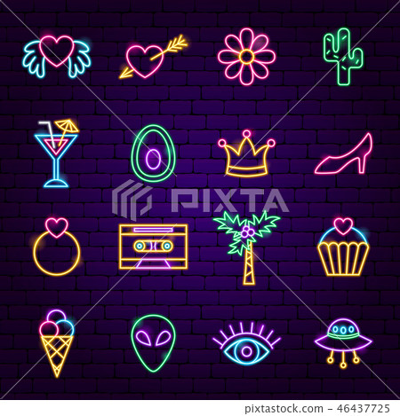 Trendy Girl Neon Icons Trendy Girl Neon Icons 46437725